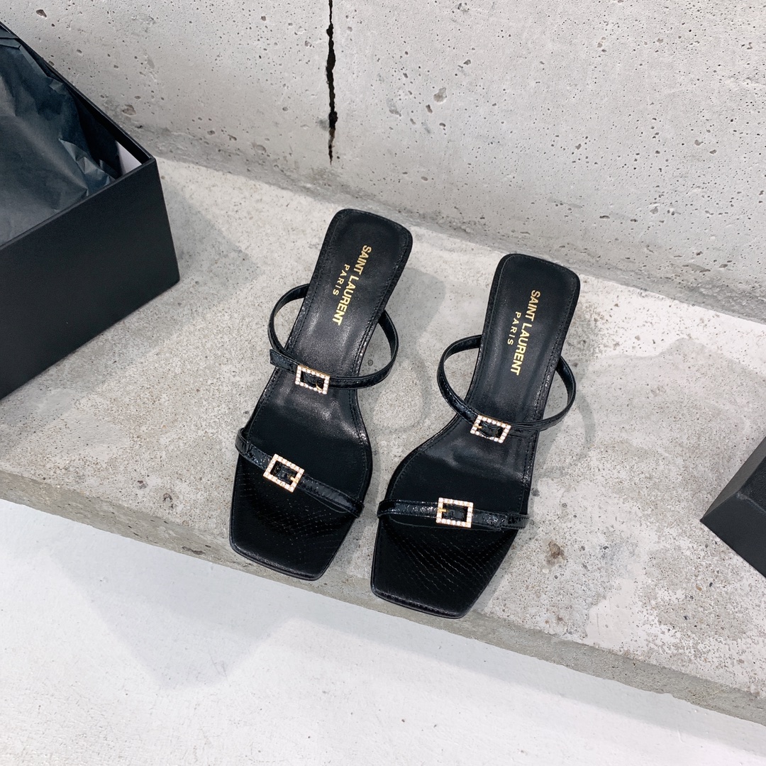 Saint Laurent Nuit Mules In Lacquered Ayers - PerfectKickZ