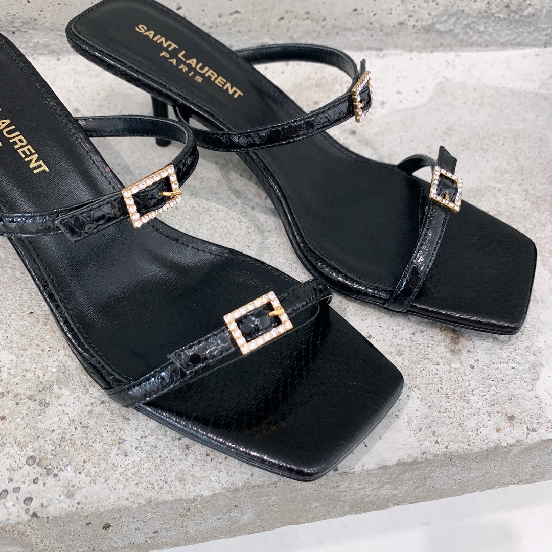 Saint Laurent Nuit Mules In Lacquered Ayers - PerfectKickZ