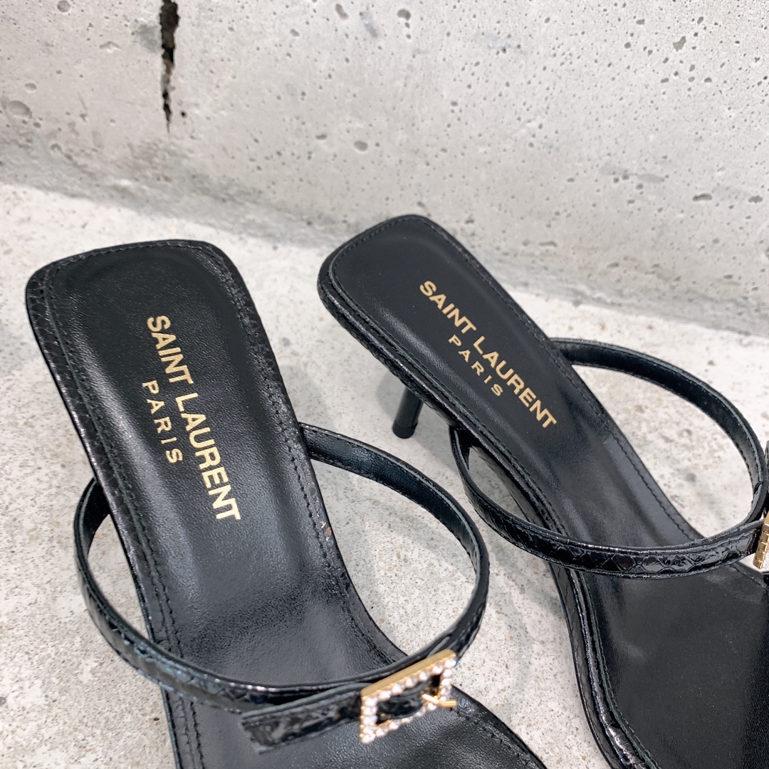 Saint Laurent Nuit Mules In Lacquered Ayers - PerfectKickZ