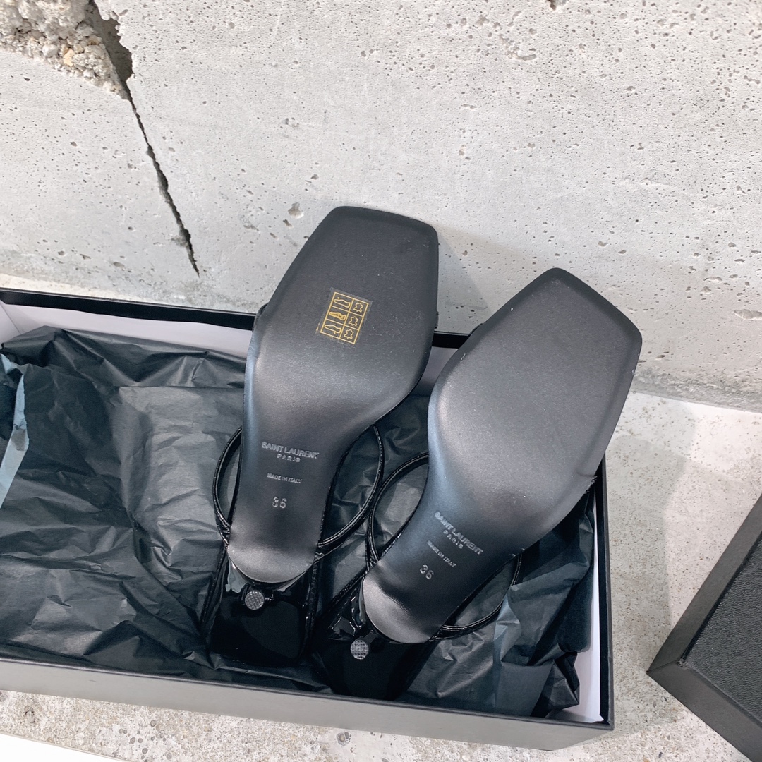 Saint Laurent Nuit Mules In Lacquered Ayers - PerfectKickZ