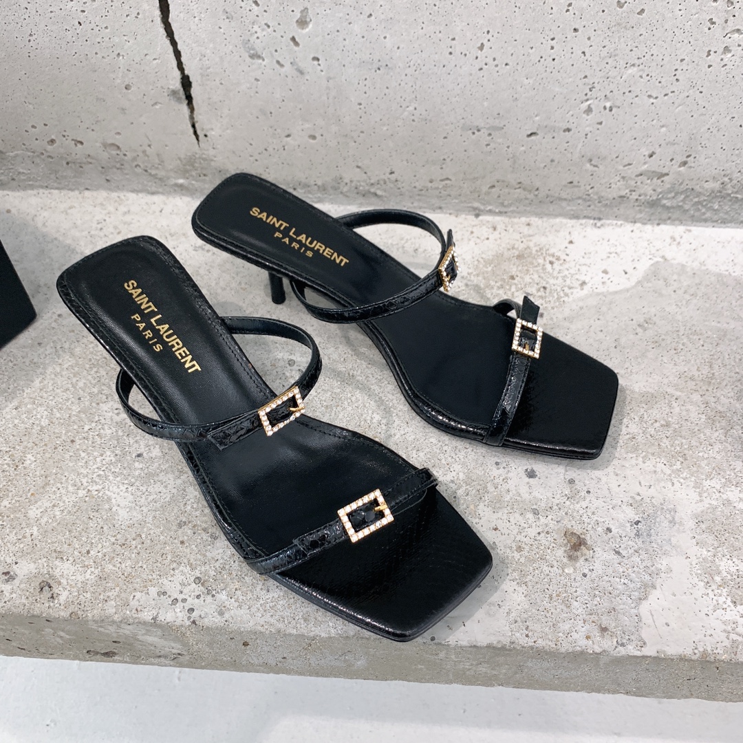 Saint Laurent Nuit Mules In Lacquered Ayers - PerfectKickZ