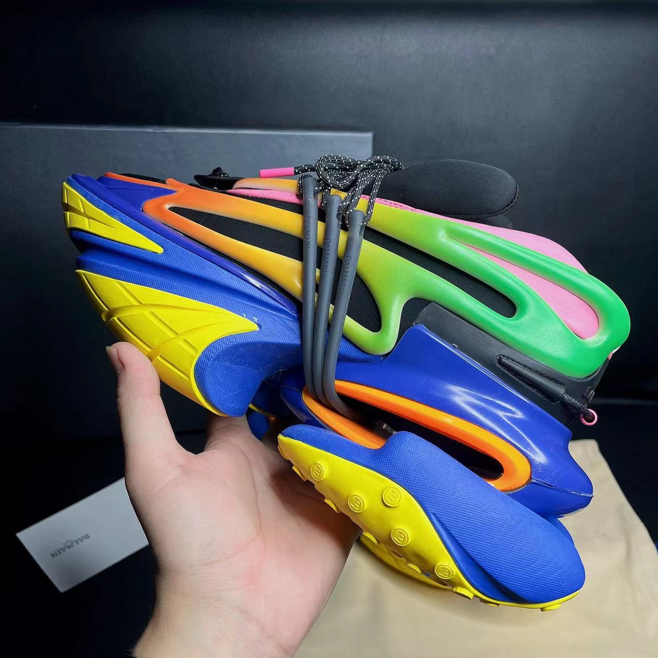 Balmain Multicolor Neoprene And Leather Unicorn Low-Top Sneakers - PerfectKickZ