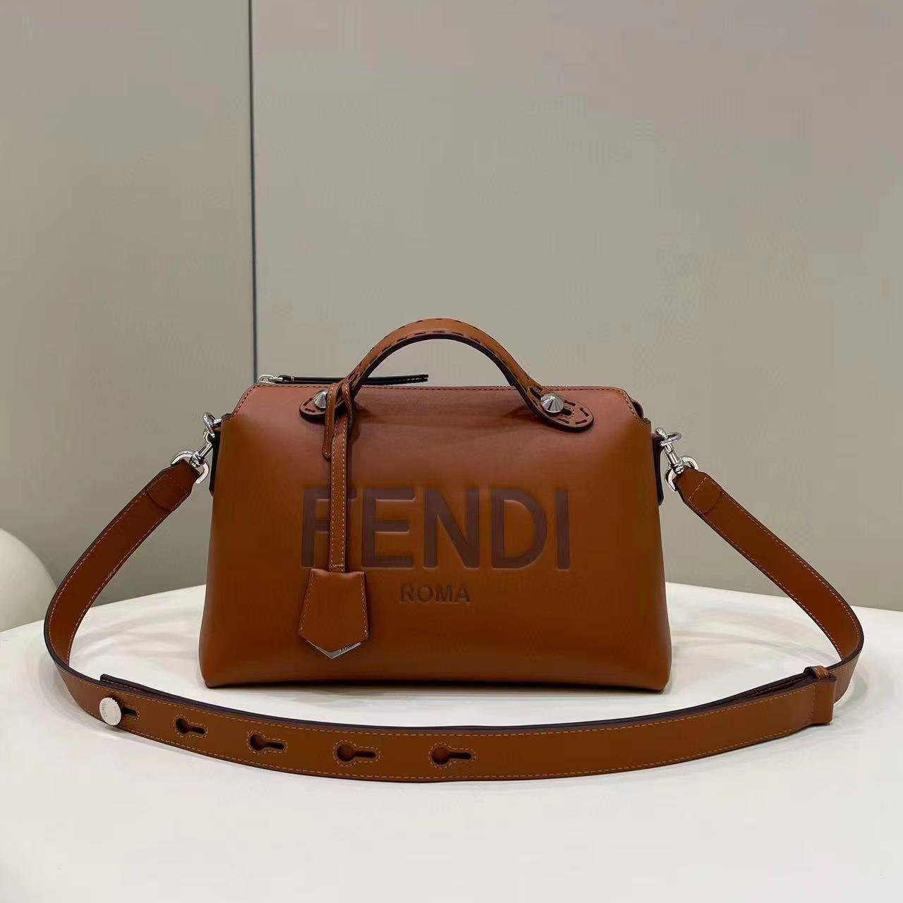 Fendi By The Way Medium Brown Leather Boston Bag(28-20-11CM) - PerfectKickZ