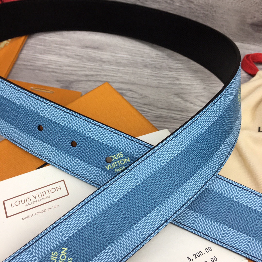 Louis Vuitton LV Initiales Damier Stripes 40mm Reversible Belt  - PerfectKickZ