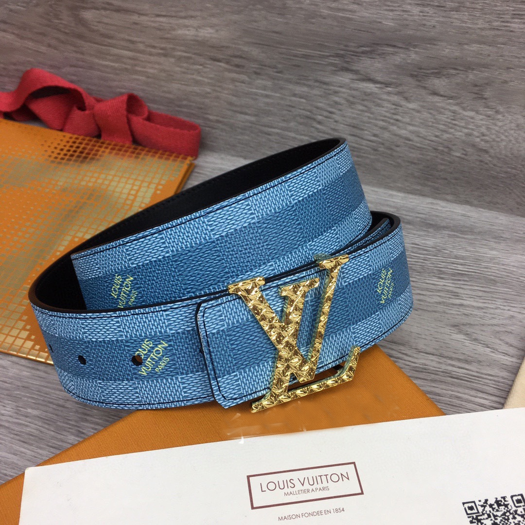 Louis Vuitton LV Initiales Damier Stripes 40mm Reversible Belt  - PerfectKickZ