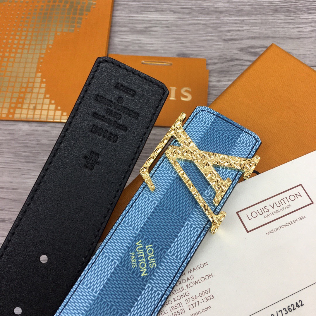 Louis Vuitton LV Initiales Damier Stripes 40mm Reversible Belt  - PerfectKickZ