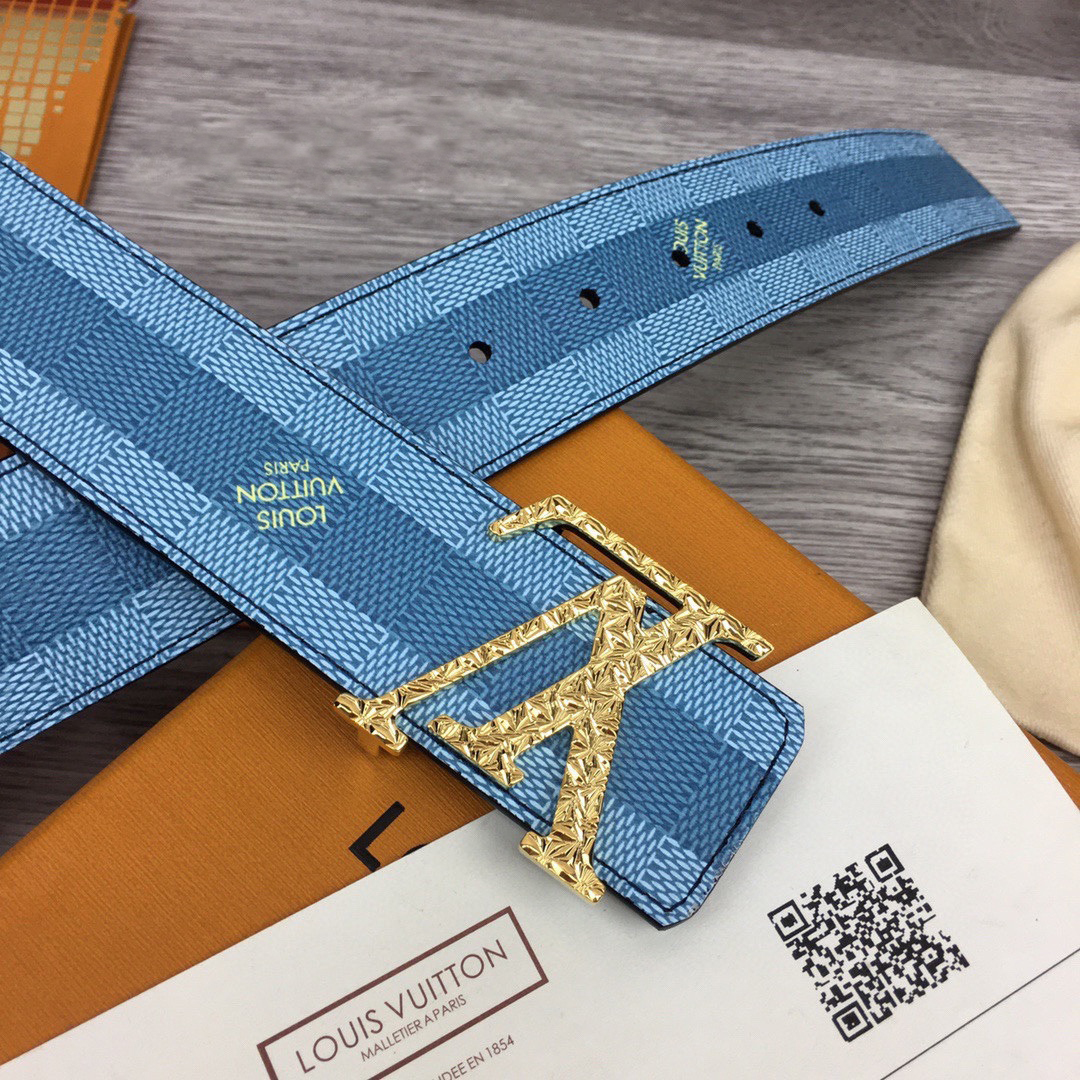 Louis Vuitton LV Initiales Damier Stripes 40mm Reversible Belt  - PerfectKickZ