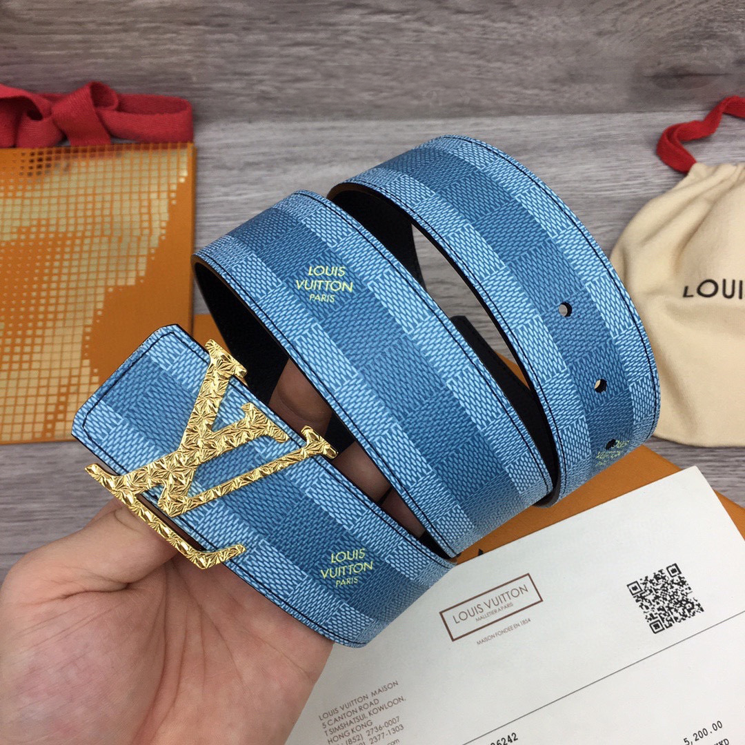 Louis Vuitton LV Initiales Damier Stripes 40mm Reversible Belt  - PerfectKickZ
