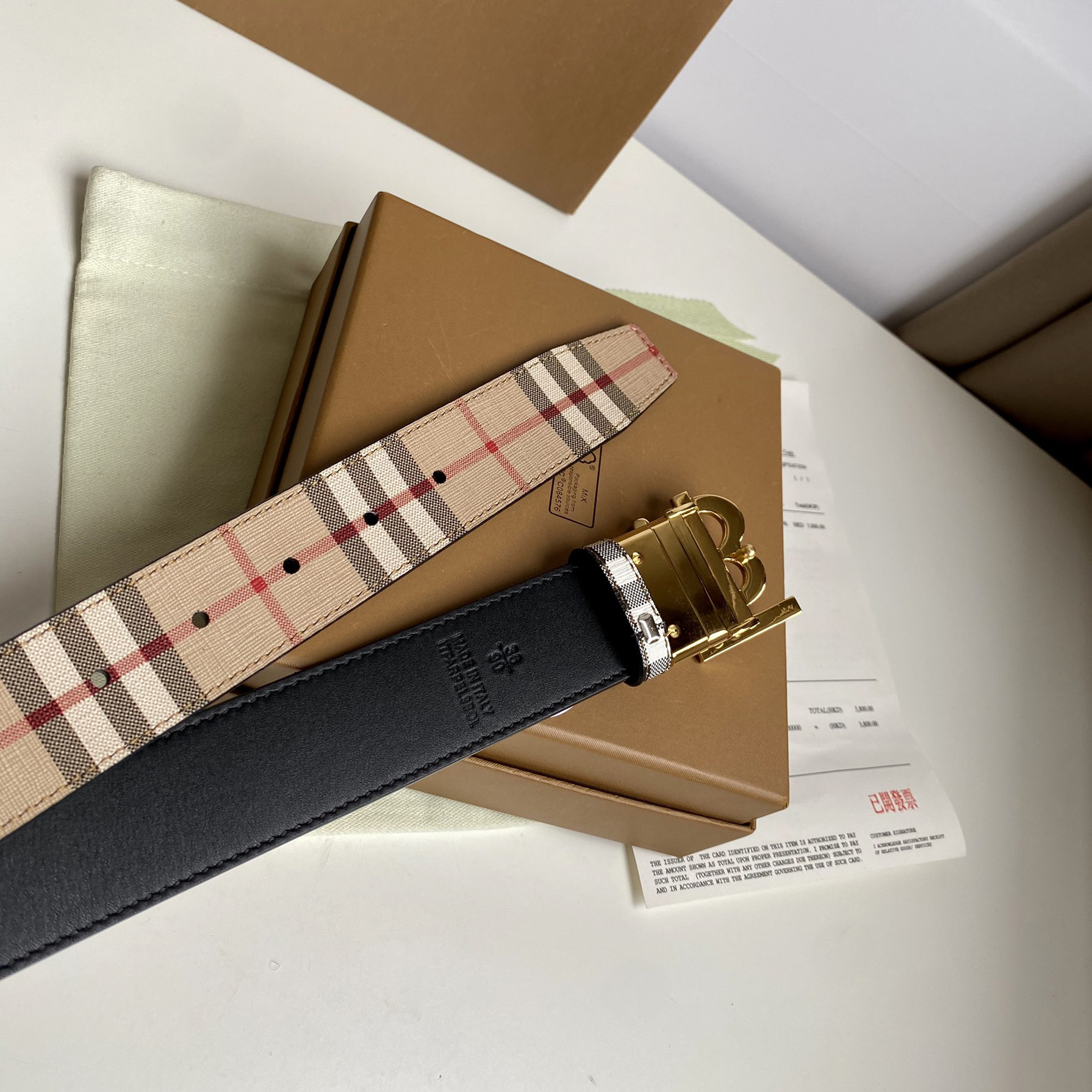 Burberry TB Monogram Vintage Check Bel—35mm - PerfectKickZ