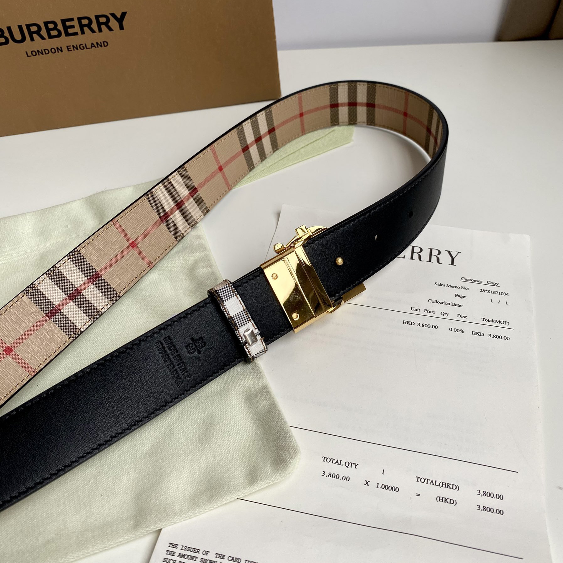 Burberry TB Monogram Vintage Check Bel—35mm - PerfectKickZ
