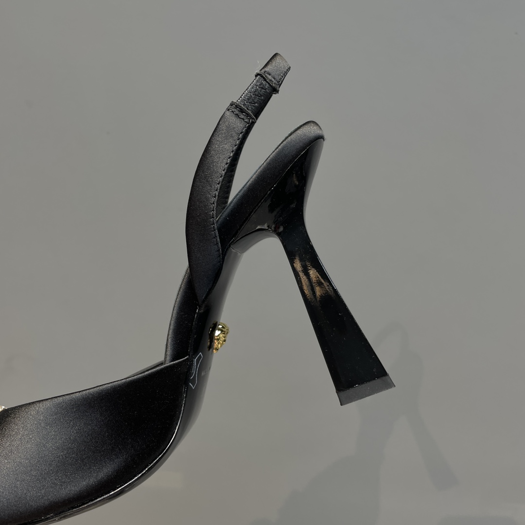 Versace Crystal La Medusa Satin Sling-Back Pumps - PerfectKickZ
