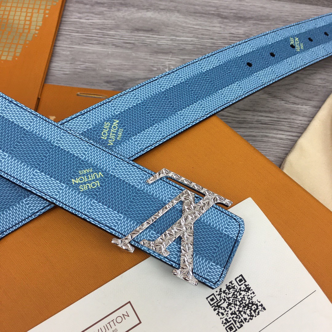 Louis Vuitton LV Initiales Damier Stripes 40mm Reversible Belt  - PerfectKickZ