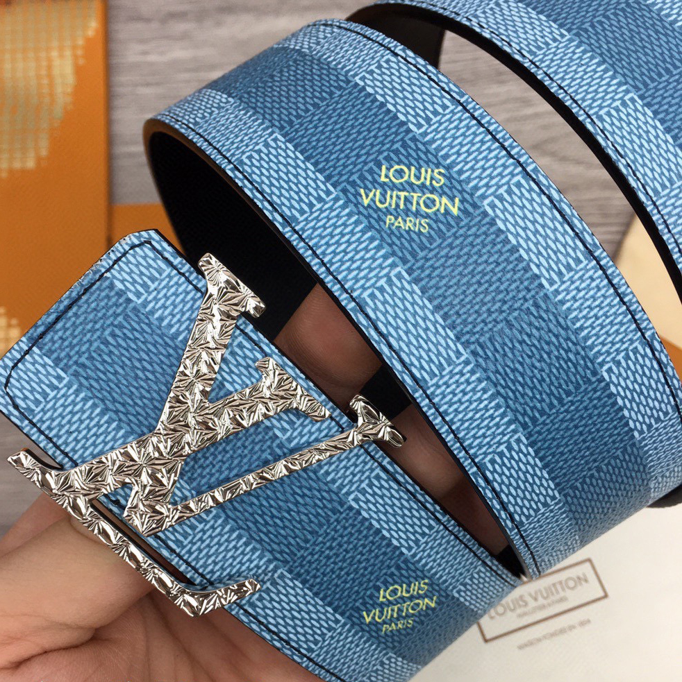 Louis Vuitton LV Initiales Damier Stripes 40mm Reversible Belt  - PerfectKickZ