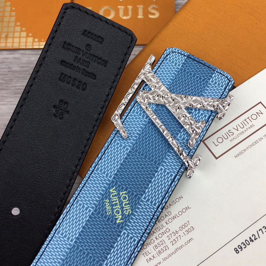 Louis Vuitton LV Initiales Damier Stripes 40mm Reversible Belt  - PerfectKickZ