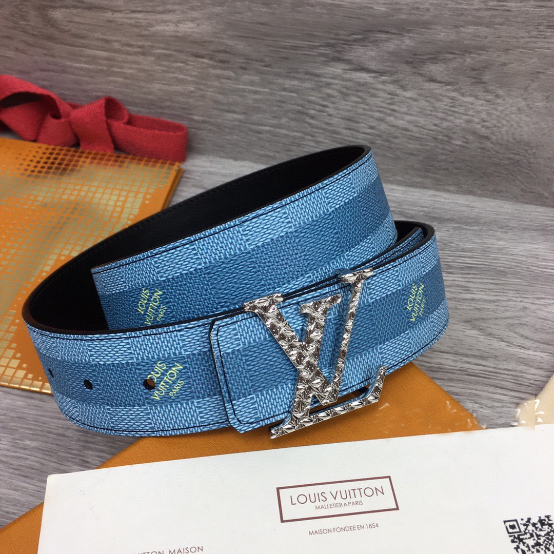 Louis Vuitton LV Initiales Damier Stripes 40mm Reversible Belt  - PerfectKickZ