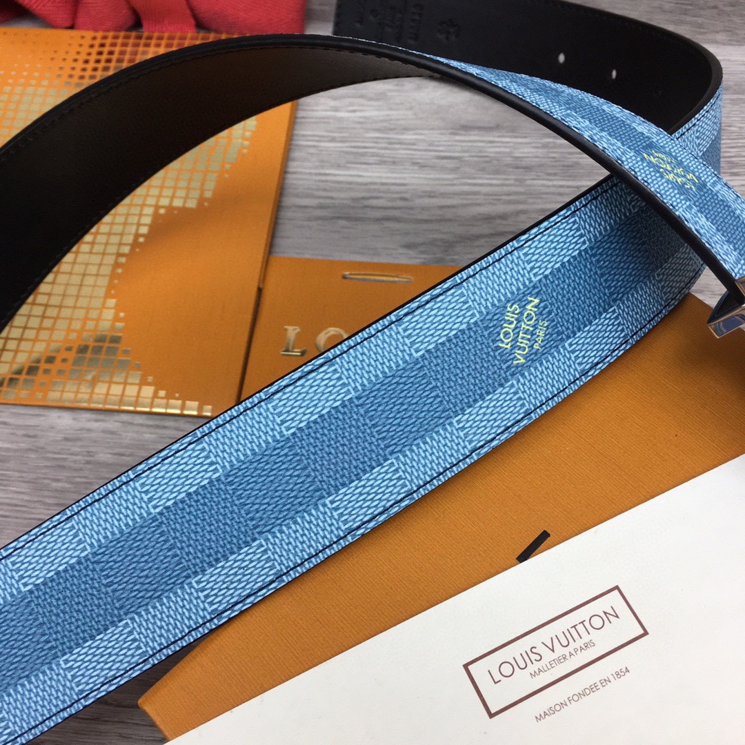 Louis Vuitton LV Initiales Damier Stripes 40mm Reversible Belt  - PerfectKickZ
