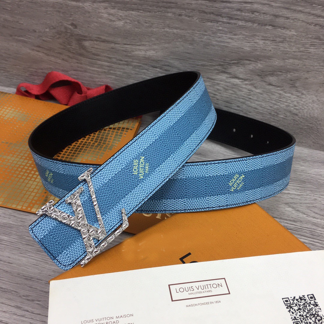 Louis Vuitton LV Initiales Damier Stripes 40mm Reversible Belt  - PerfectKickZ