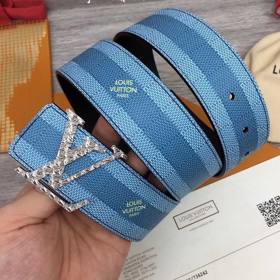 Louis Vuitton LV Initiales Damier Stripes 40mm Reversible Belt  - PerfectKickZ