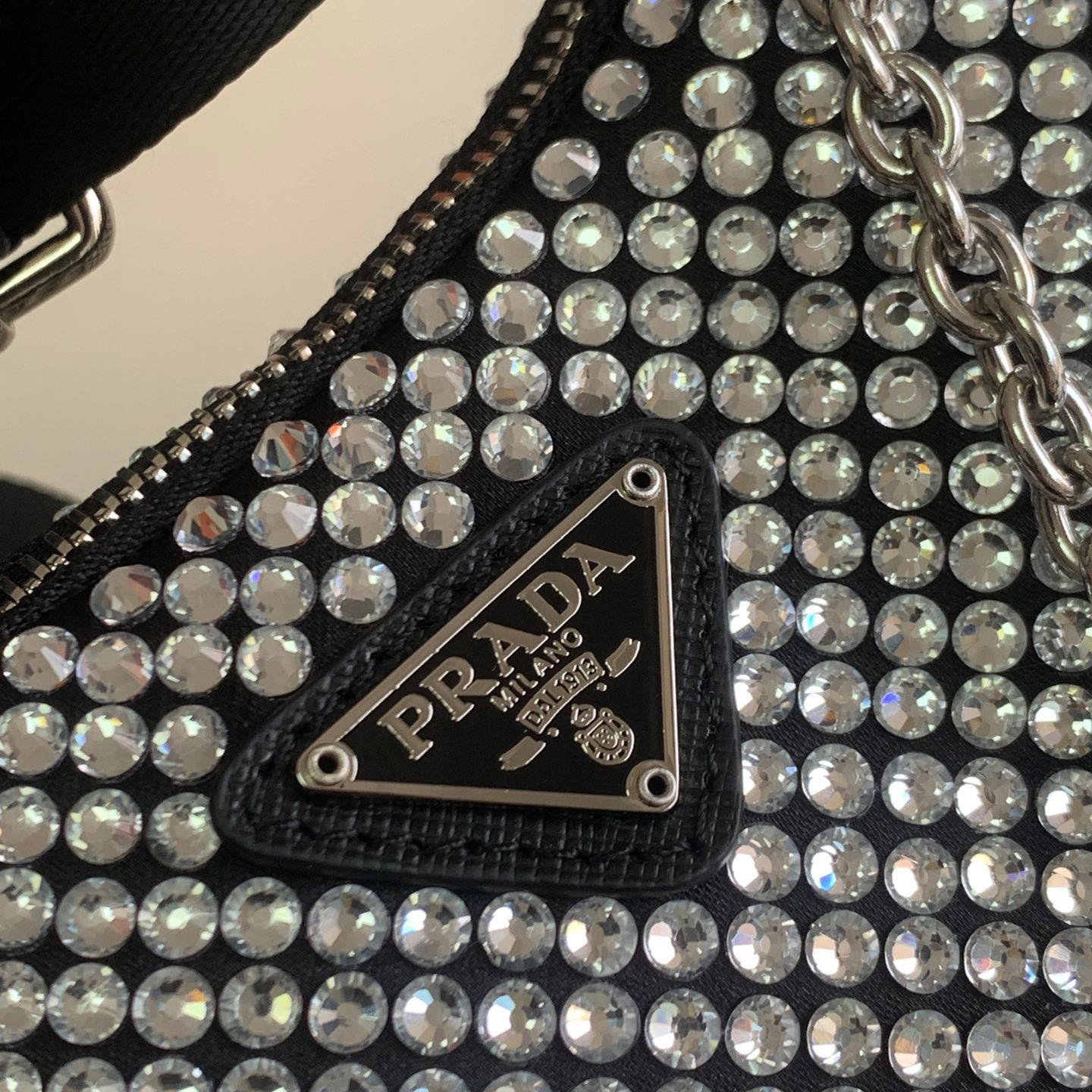 Prada Re-Edition 2005 Satin Bag With Crystals(22-16-6CM) - PerfectKickZ