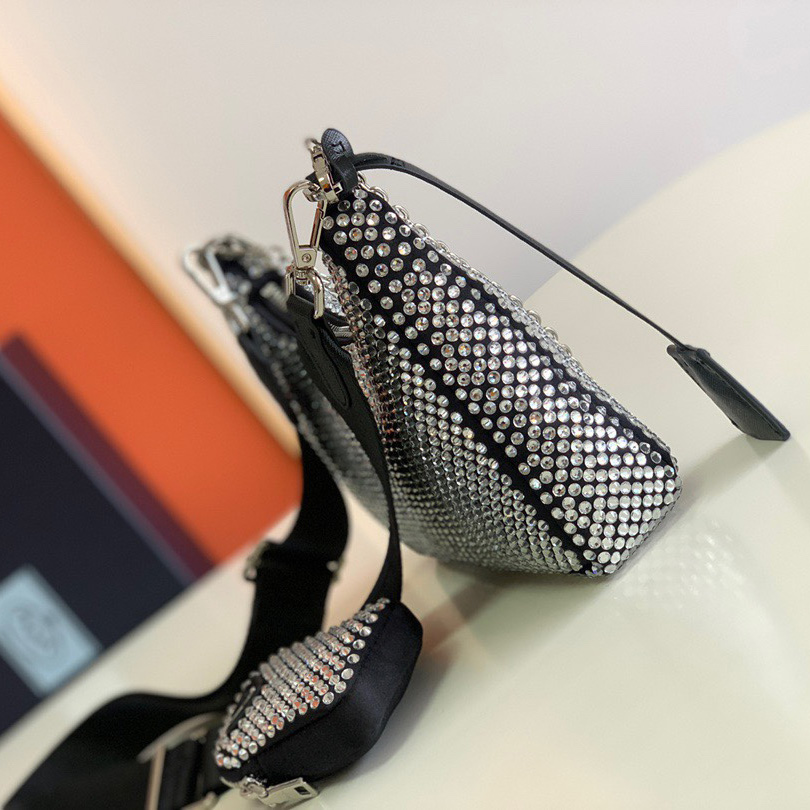 Prada Re-Edition 2005 Satin Bag With Crystals(22-16-6CM) - PerfectKickZ