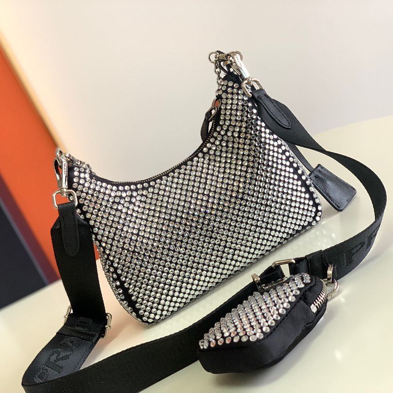 Prada Re-Edition 2005 Satin Bag With Crystals(22-16-6CM) - PerfectKickZ