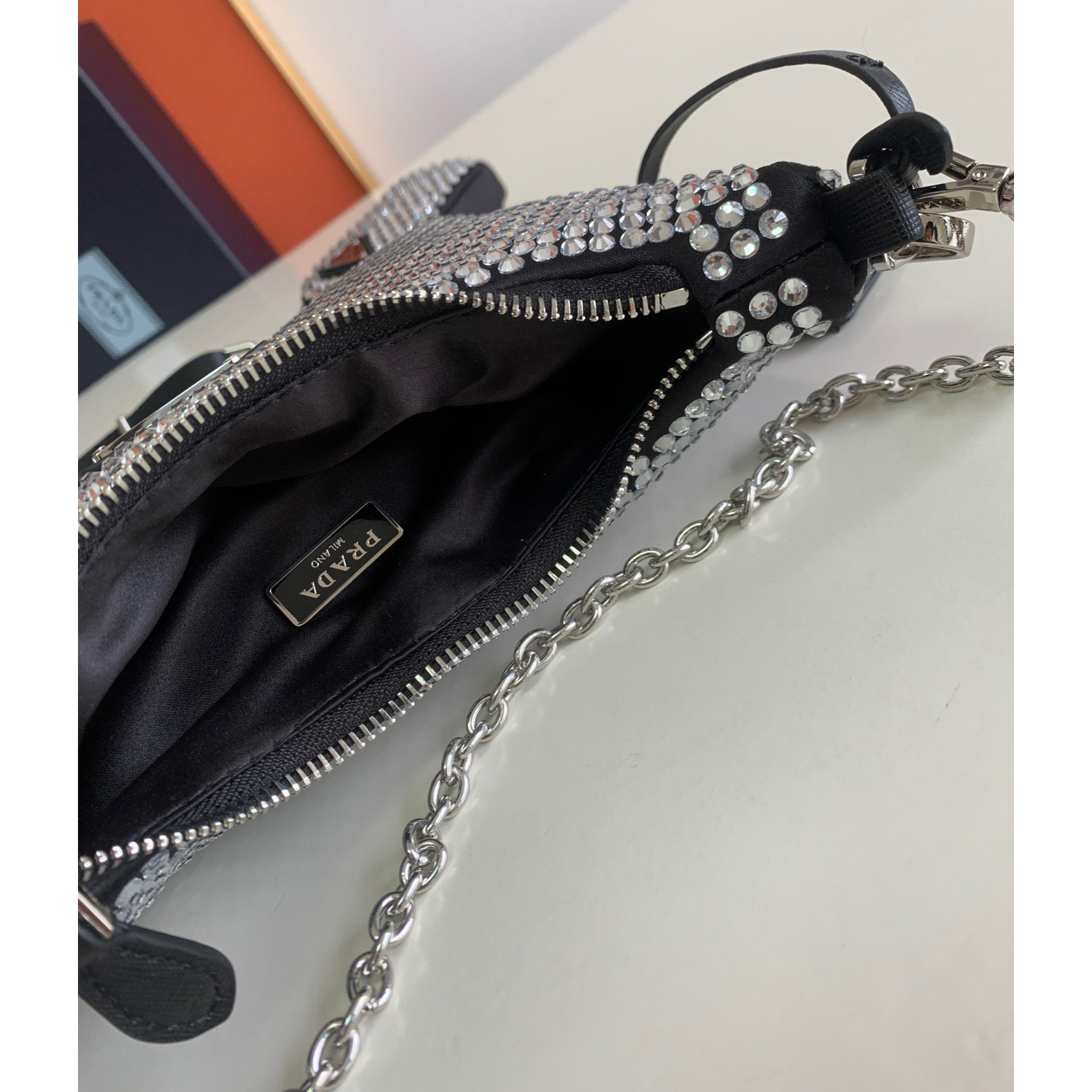 Prada Re-Edition 2005 Satin Bag With Crystals(22-16-6CM) - PerfectKickZ
