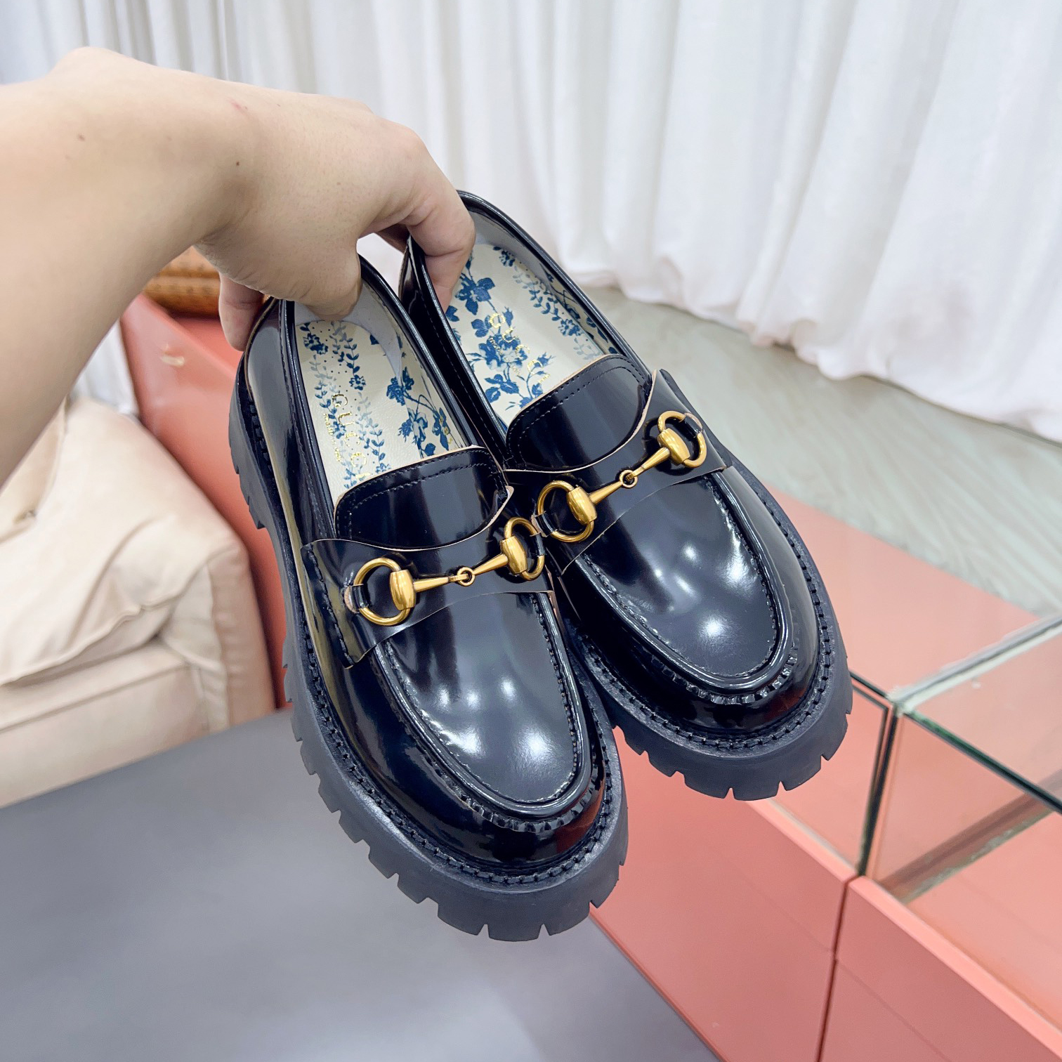 Gucci Leather Lug Sole Horsebit Loafer - PerfectKickZ