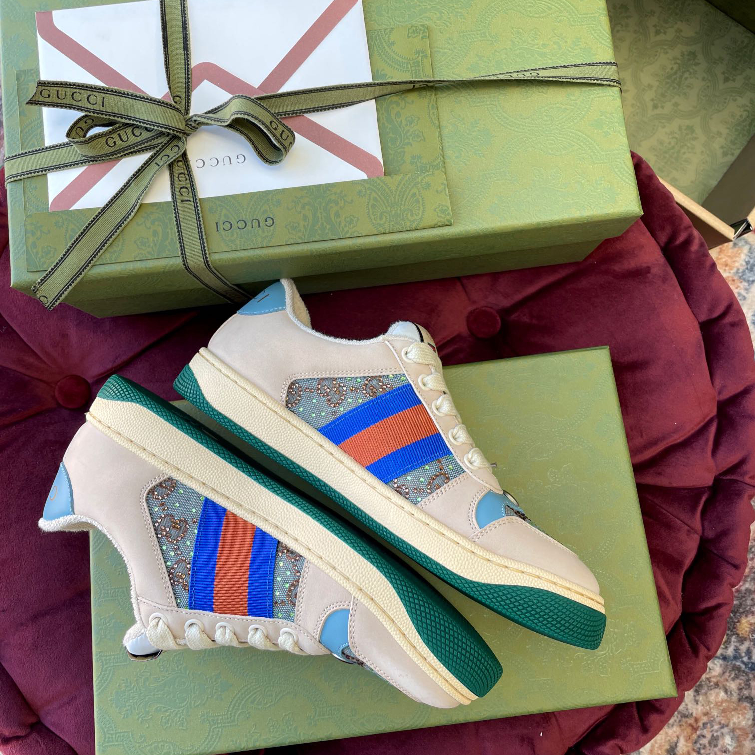 Gucci Women's Screener Sneaker With Crystals - PerfectKickZ