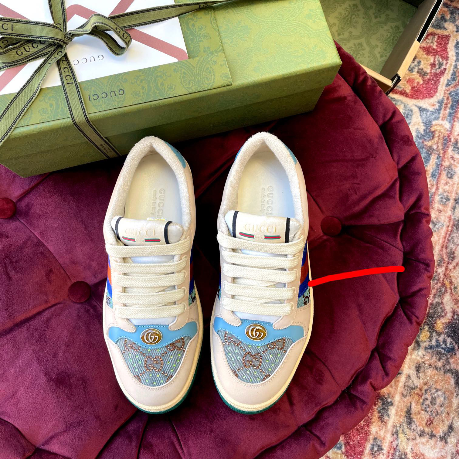 Gucci Women's Screener Sneaker With Crystals - 