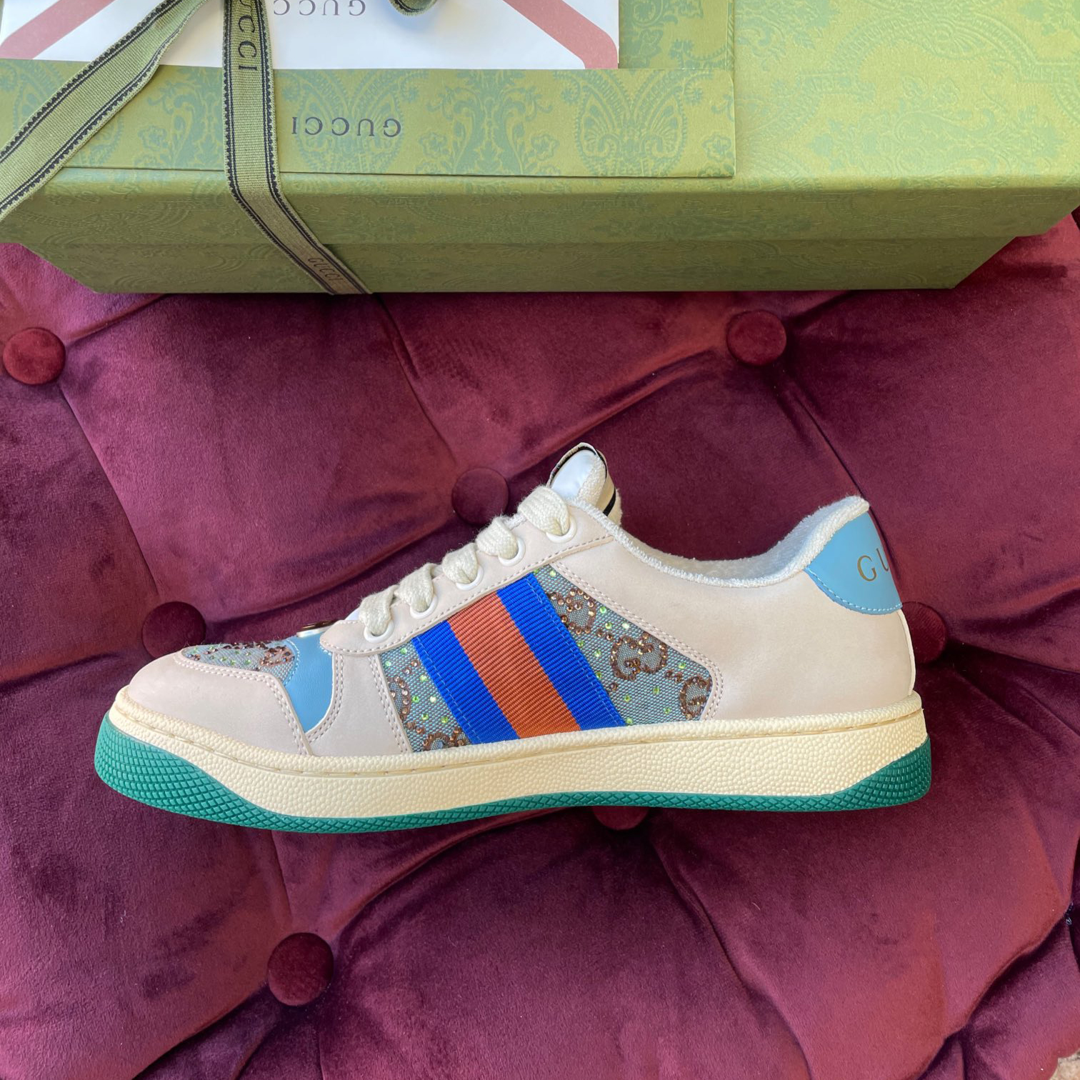 Gucci Women's Screener Sneaker With Crystals - 