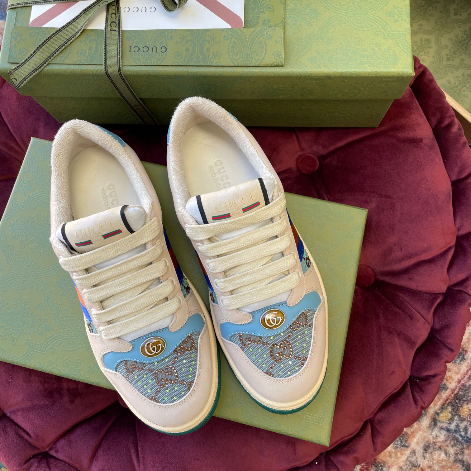 Gucci Women's Screener Sneaker With Crystals - 
