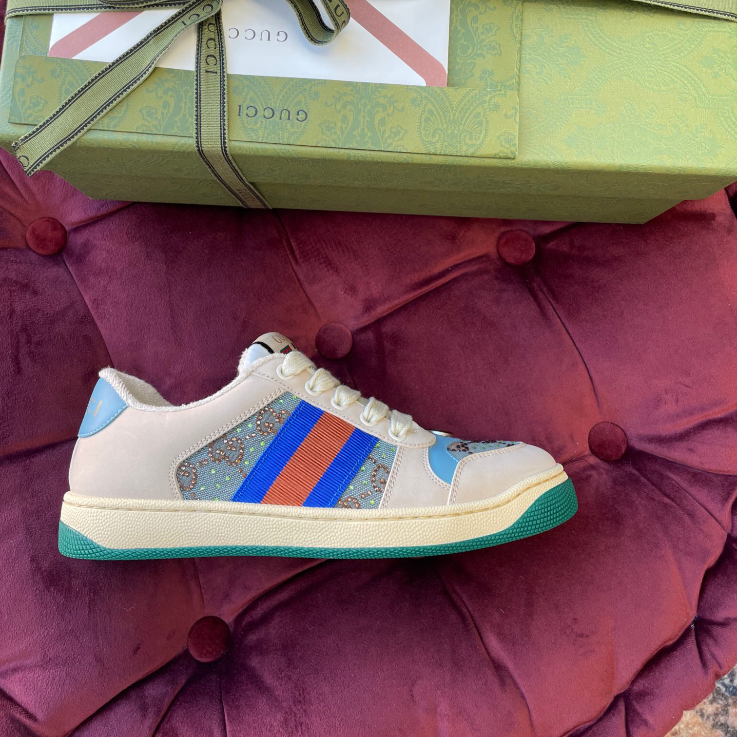 Gucci Women's Screener Sneaker With Crystals - PerfectKickZ