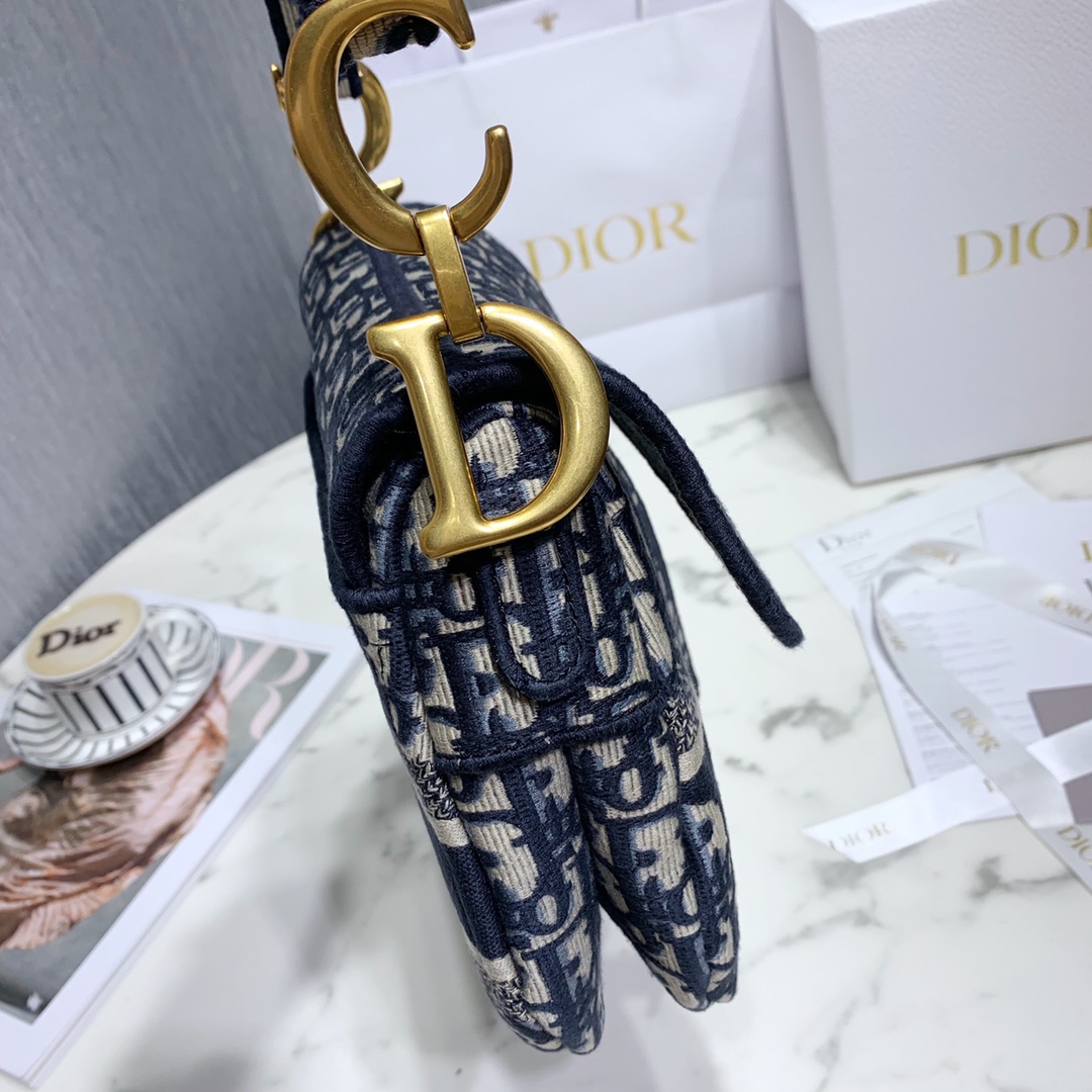 Dior Blue Dior Oblique Jacquard Saddle Bag(25.5-20.5-7cm) - PerfectKickZ