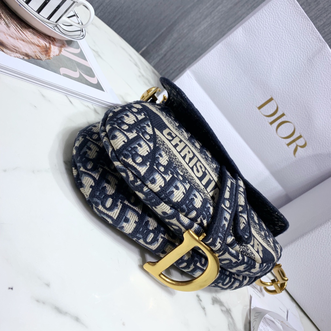 Dior Blue Dior Oblique Jacquard Saddle Bag(25.5-20.5-7cm) - PerfectKickZ