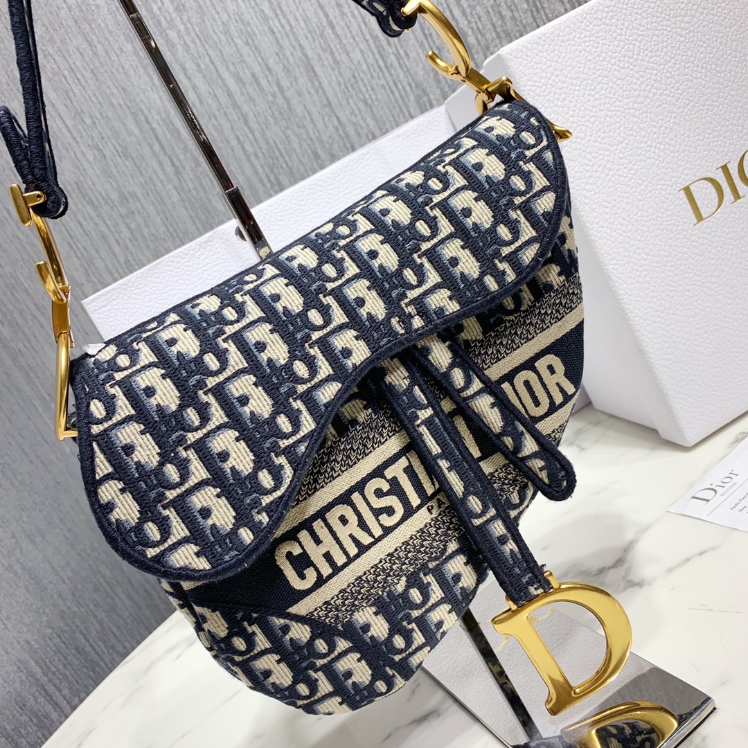 Dior Blue Dior Oblique Jacquard Saddle Bag(25.5-20.5-7cm) - PerfectKickZ