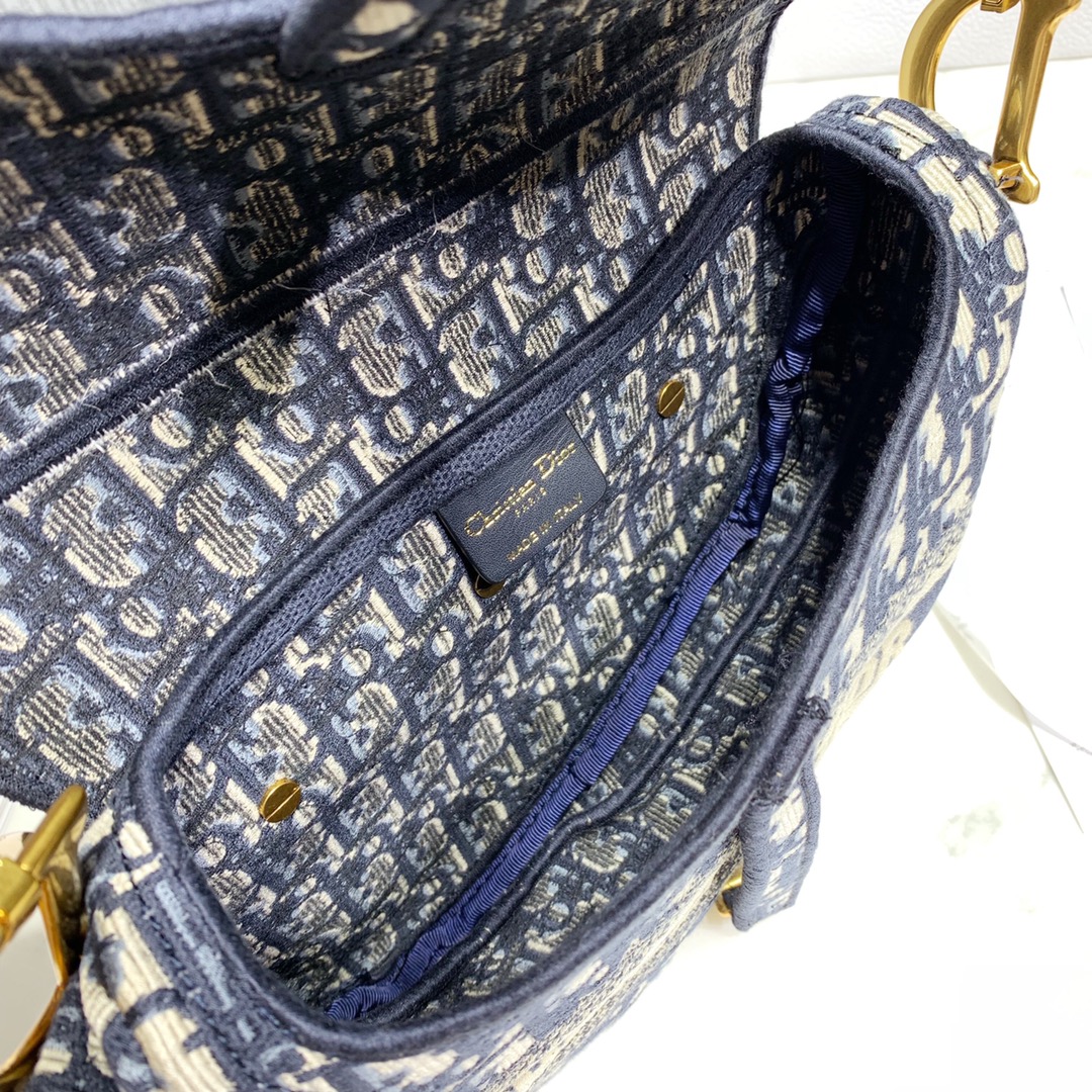 Dior Blue Dior Oblique Jacquard Saddle Bag(25.5-20.5-7cm) - PerfectKickZ