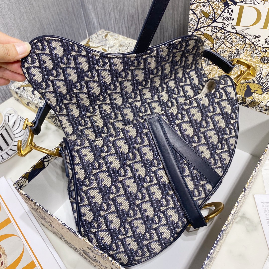 Dior Blue Dior Oblique Jacquard Saddle Bag(25.5-20.5-7cm) - PerfectKickZ