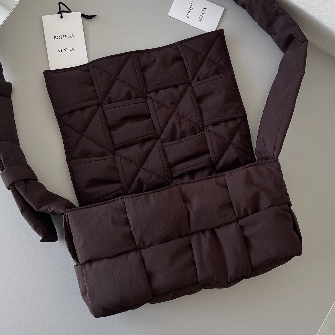 Bottega Veneta Padded Tech Cassette Padded Intreccio Nylon Cross-Body Bag(30-15-7.5cm) - PerfectKickZ