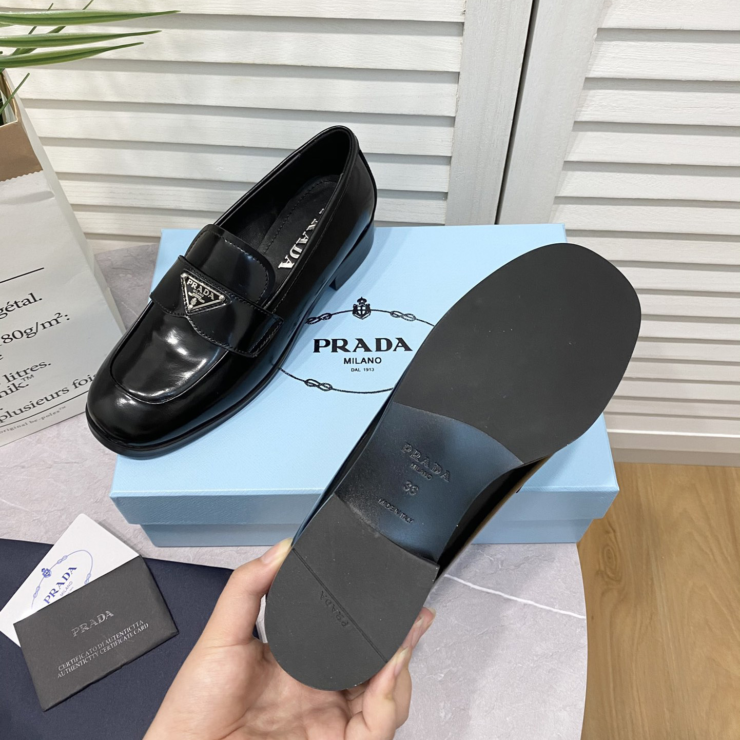 Prada Chocolate Brushed Leather Loafers - PerfectKickZ