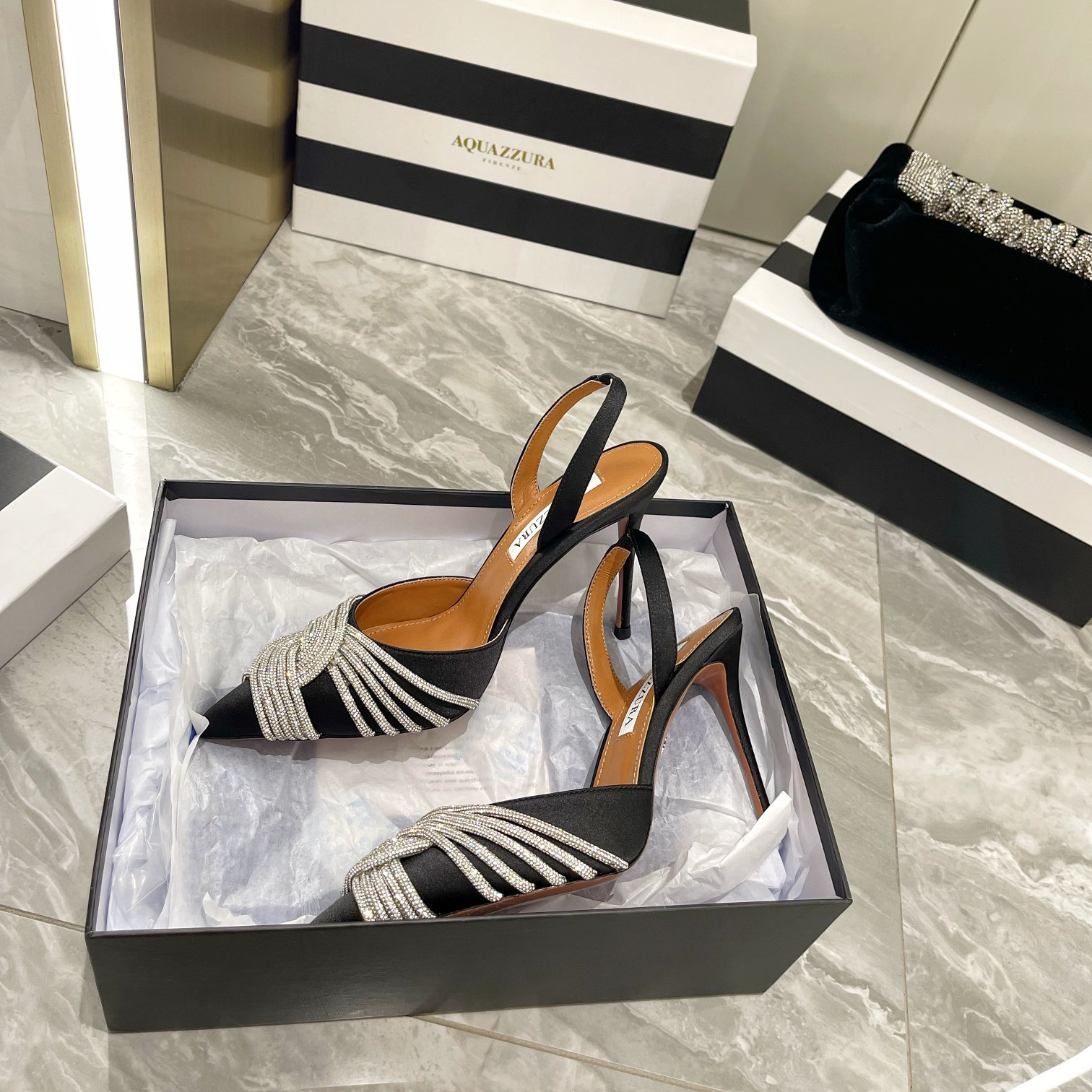 Aquazzura Gatsby Sling Satin 105 - PerfectKickZ