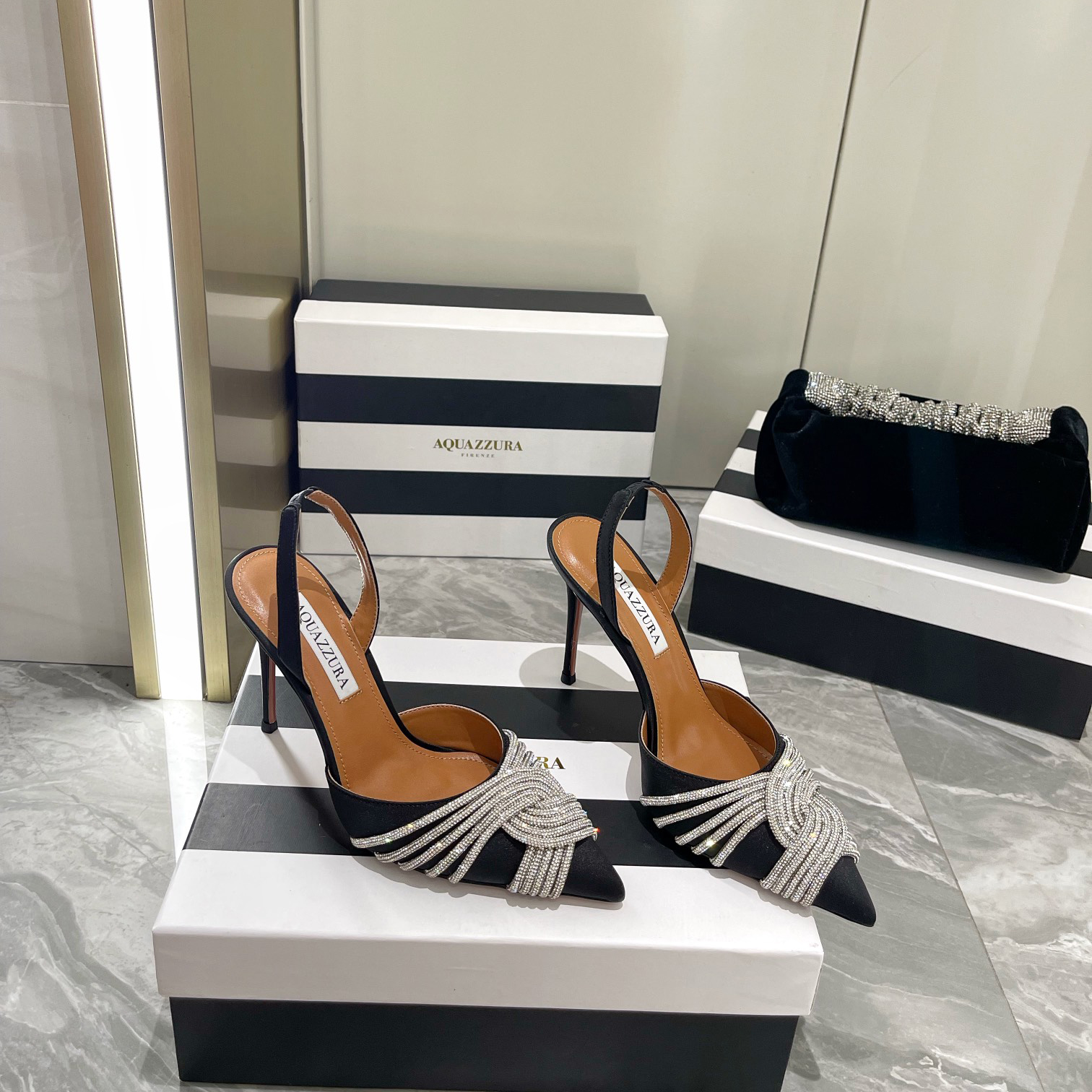 Aquazzura Gatsby Sling Satin 105 - PerfectKickZ