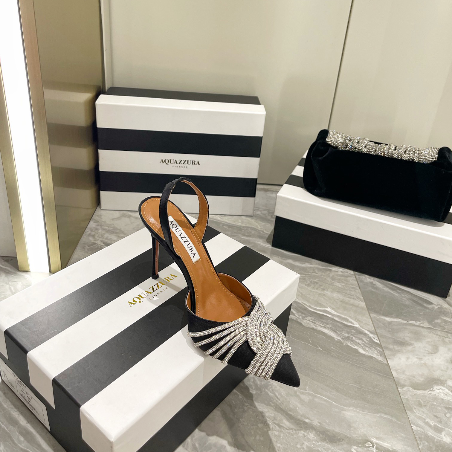 Aquazzura Gatsby Sling Satin 105 - PerfectKickZ