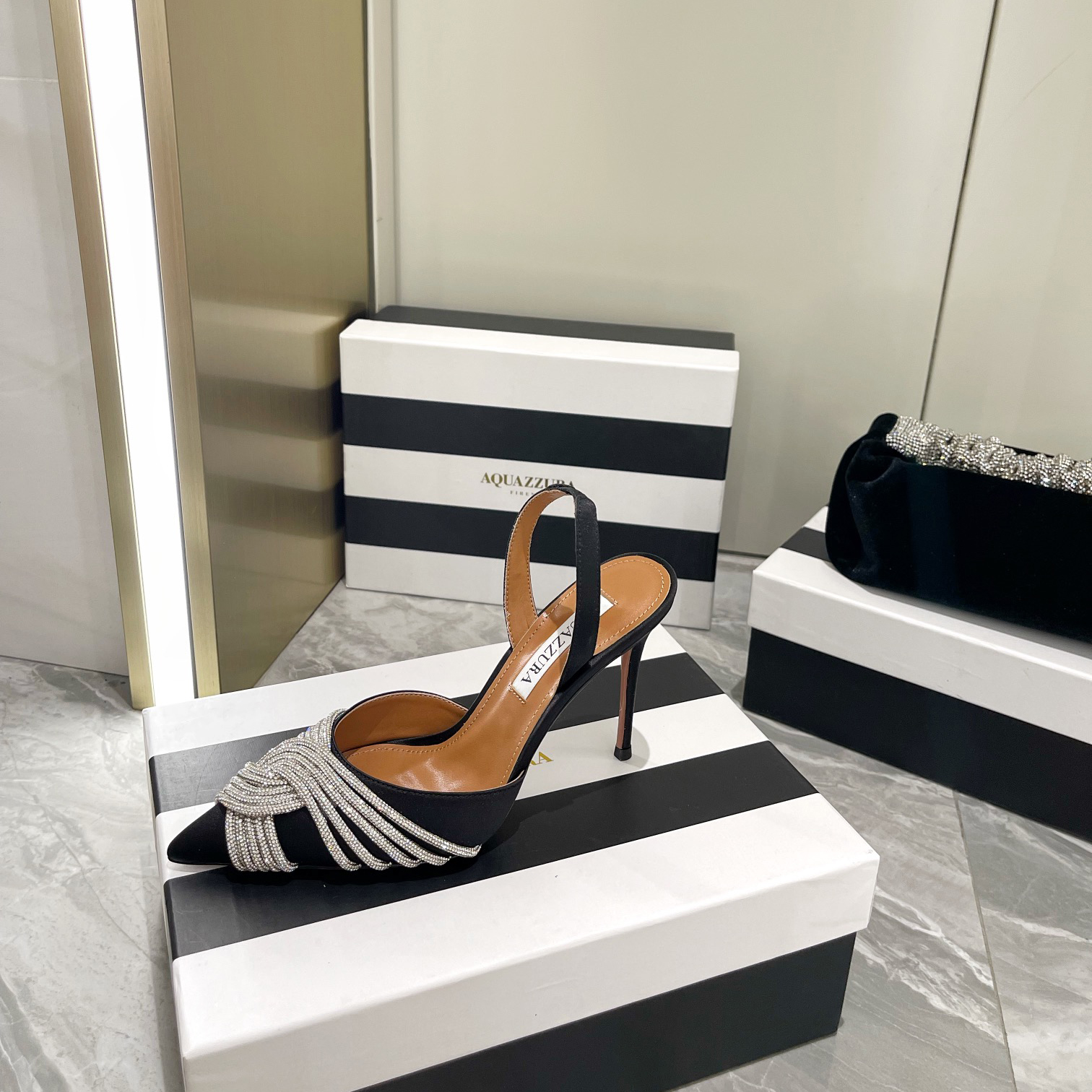 Aquazzura Gatsby Sling Satin 105 - PerfectKickZ