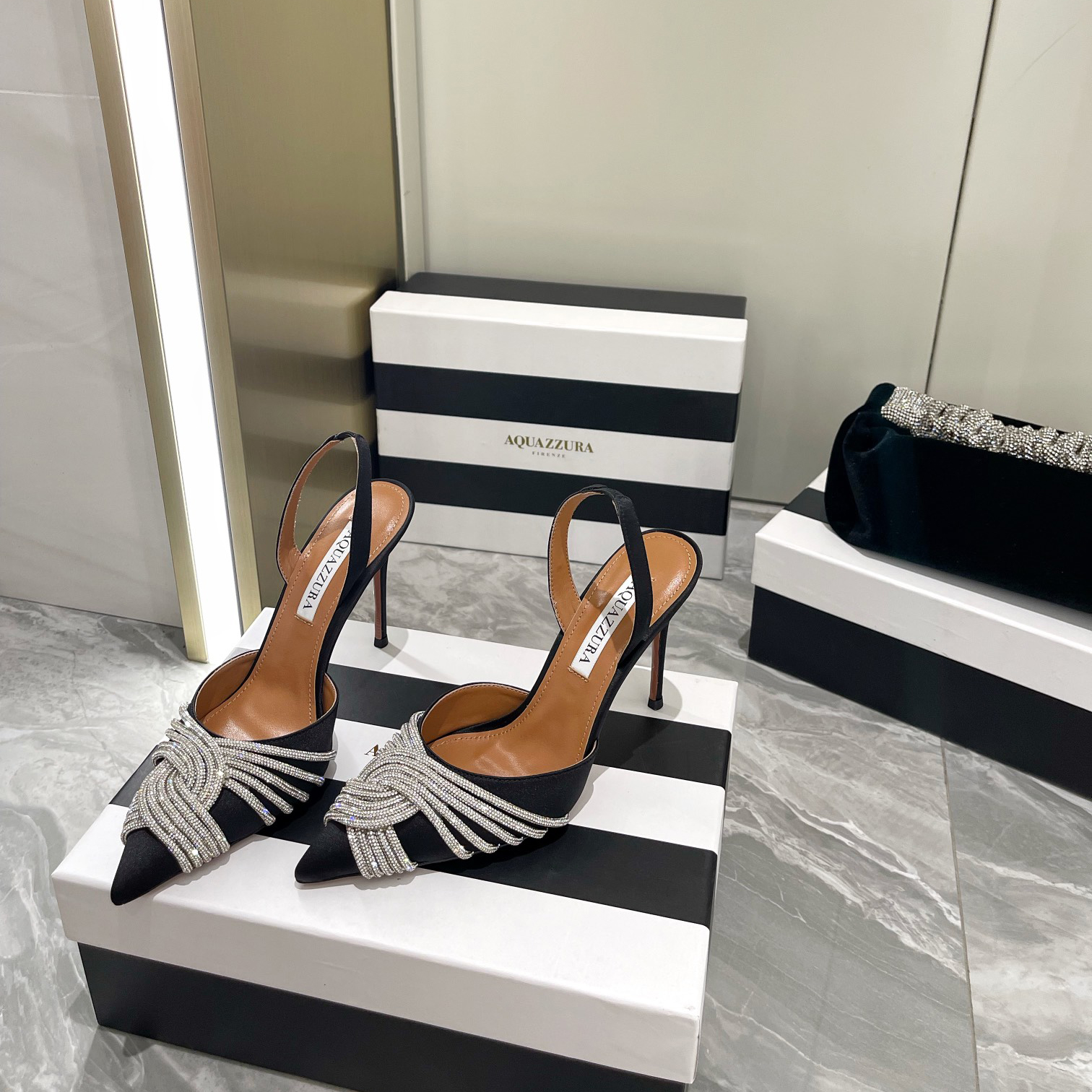 Aquazzura Gatsby Sling Satin 105 - PerfectKickZ