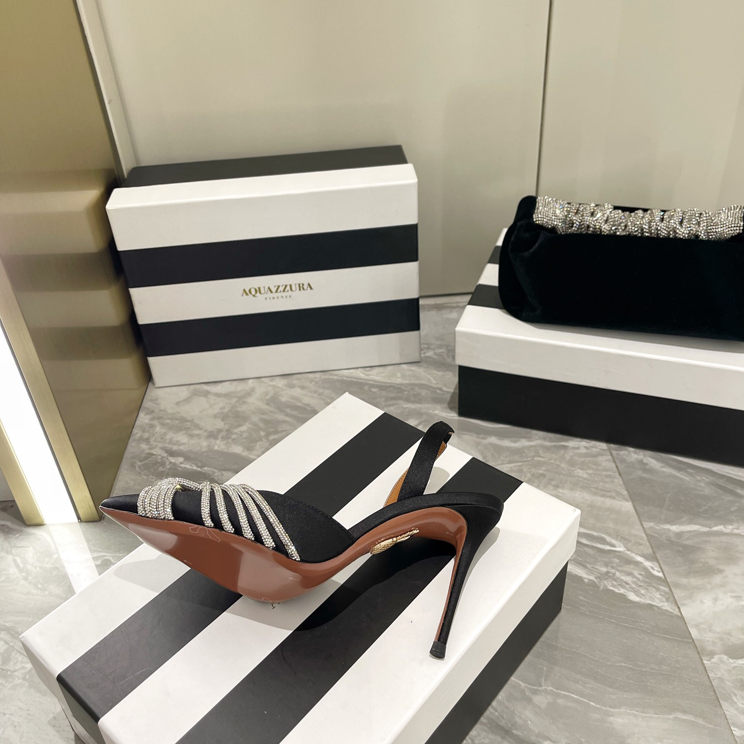 Aquazzura Gatsby Sling Satin 105 - PerfectKickZ