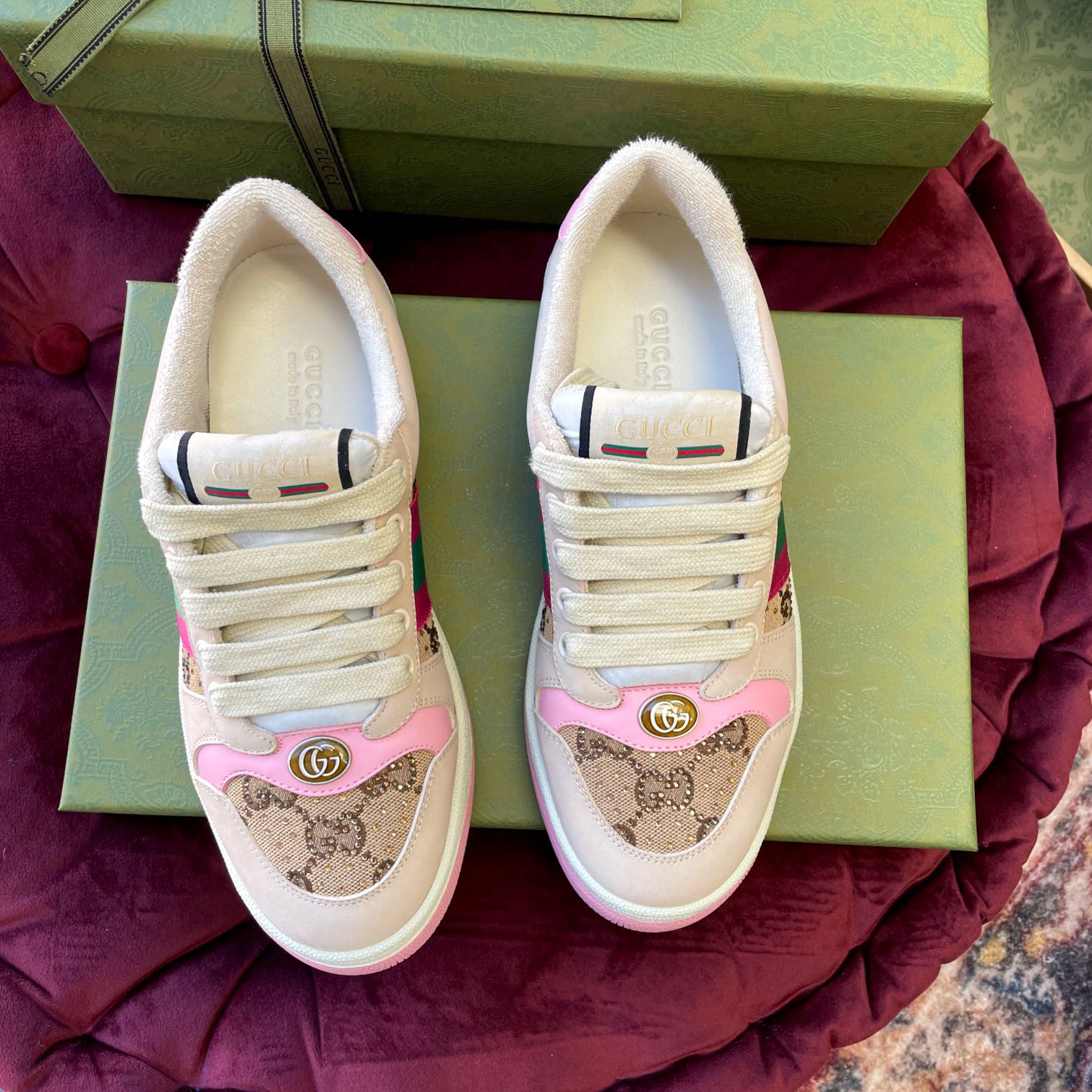 Gucci Women's Screener Sneaker With Crystals - 