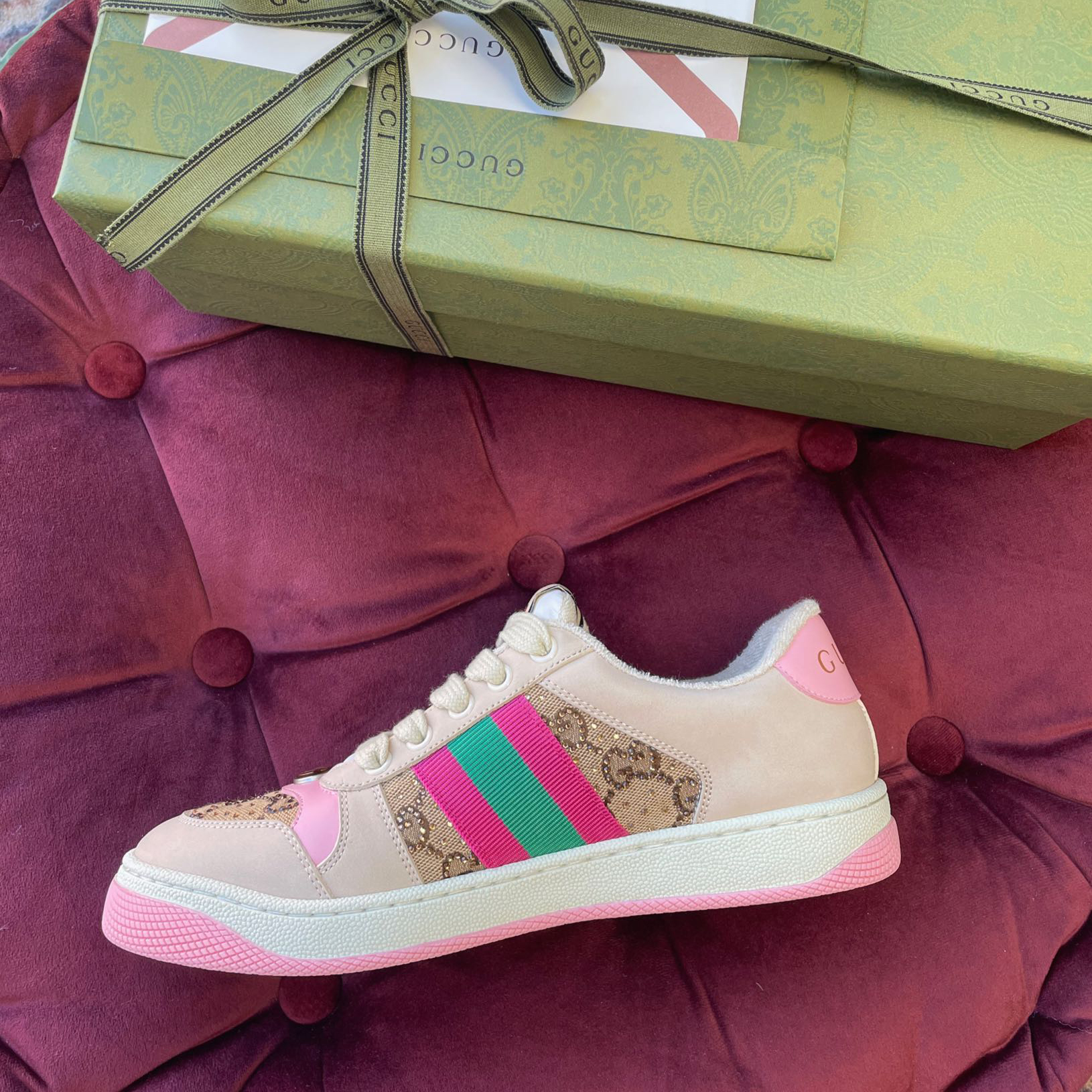 Gucci Women's Screener Sneaker With Crystals - 