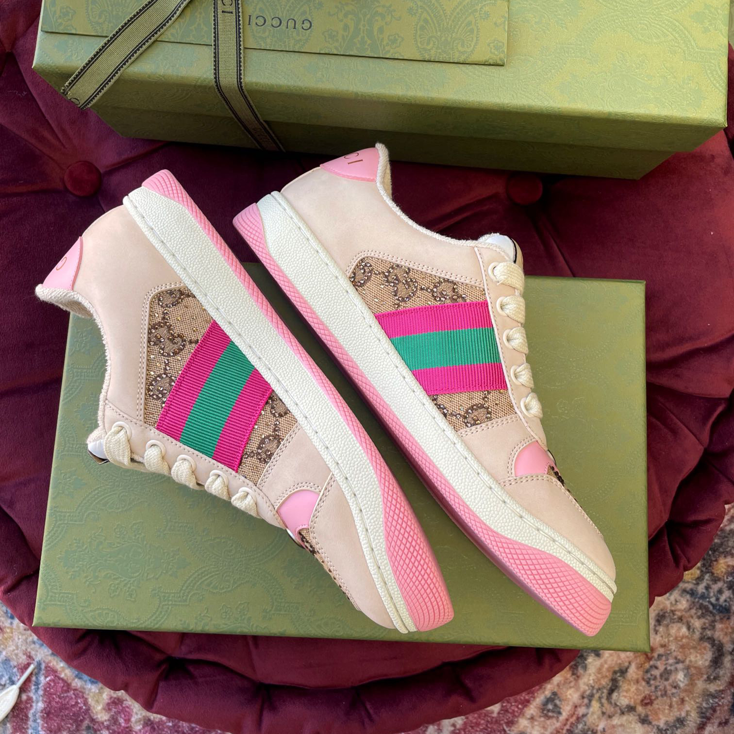 Gucci Women's Screener Sneaker With Crystals - 