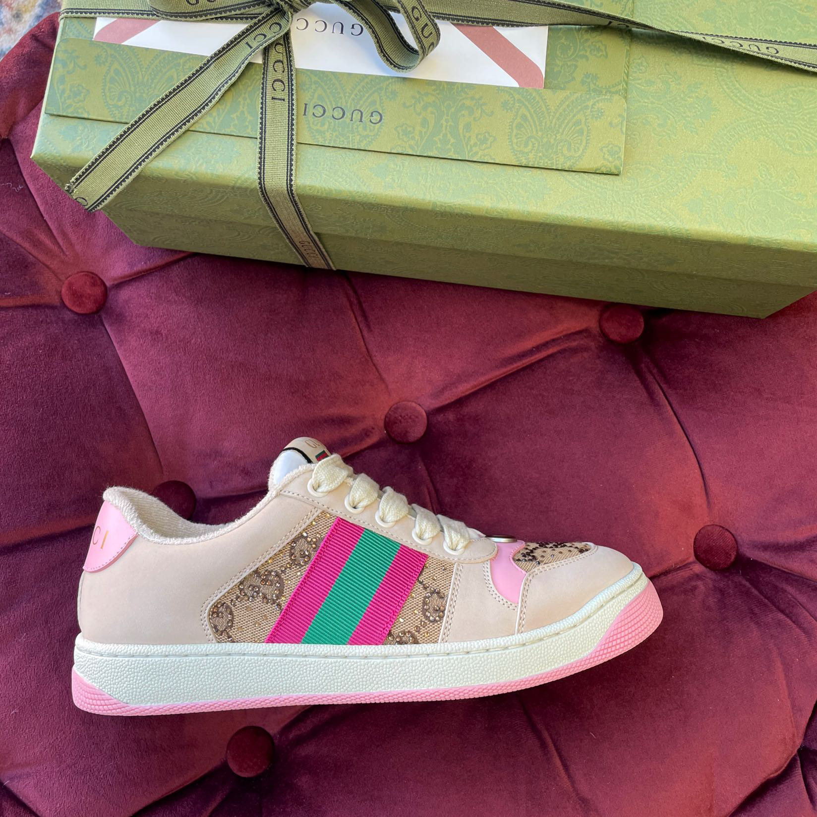 Gucci Women's Screener Sneaker With Crystals - 