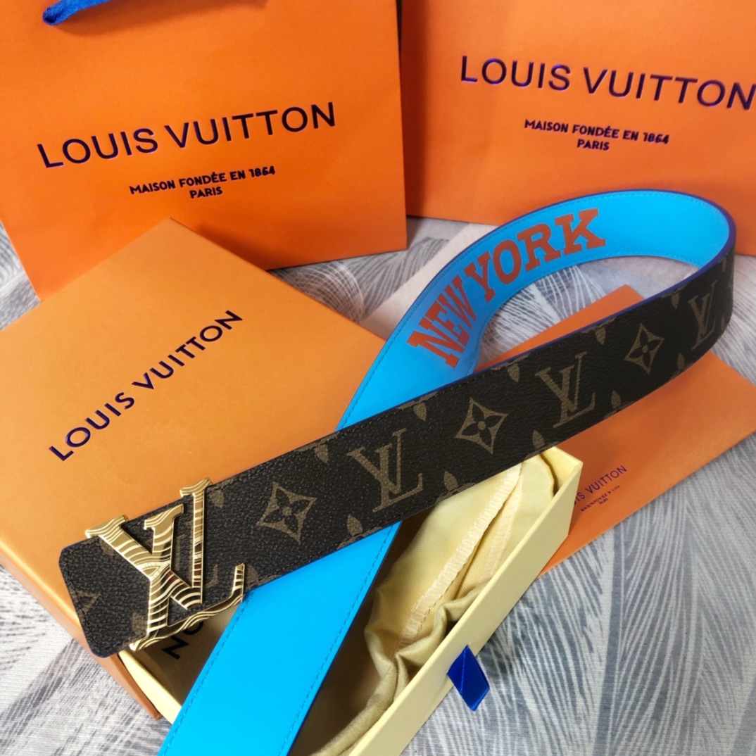 Louis Vuitton LV Pyramide Cities Exclusive 40MM Reversible Belt—New York - PerfectKickZ